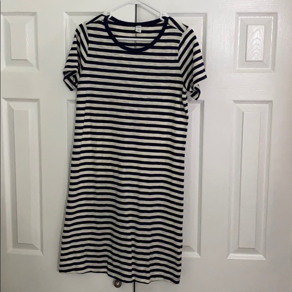 Navy and white striped t-shirt dress